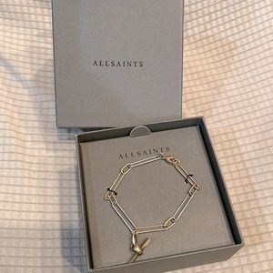 AllSaints Two-Tone Paperclip Link Bar Bracelet